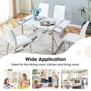 Tavolo da Pranzo Moderno Rettangolare in Finto Marmo da 55 Pollici per 4 Persone, per Casa, Ufficio e Soggiorno - Product Image 6