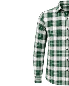 เสื้อเชิ้ตผ้าแฟลนเนลลายสก็อตสีเขียวขาวสำหรับผู้ชายทรงสลิมฟิต แขนยาว ติดกระดุม ผ้าฝ้าย แฟชั่นลำลอง ผลิตตามสั่งจากโรงงาน - Product Image 4