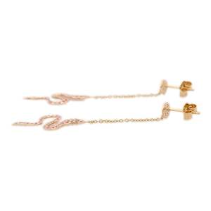 14K Gold Snake Chandelier Drop <b>Earrings</b> with Emerald and Pink Sapphires - Product Image 4