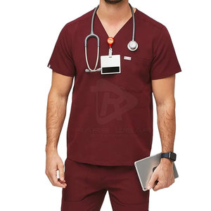 Ensemble d'uniformes médicaux pour hommes, 100% coton tricoté, matière douce et respirante, coupe décontractée, coutures durables, entretien facile, usage hospitalier - Product Image 3