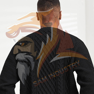 Pull tricoté personnalisé pour homme, grande taille, hiver, écologique, respirant, séchage rapide, couleur unie, lourd, 100 % coton, style streetwear - Product Image 4