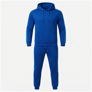 Conjunto Deportivo Azul con Capucha para Hombre, Manga Larga, Color Sólido, Transpirable, Corte Regular, Ropa Casual de Otoño - Product Image 1