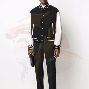 Chaqueta Varsity de Cuero PU Personalizada para Hombre, Estilo Urbano con Letras Bordadas, Nueva Colección - Product Image 3