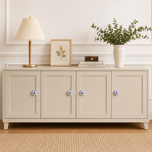 Poignée de porte en céramique bleue et blanche à motif floral |   Poignée de meuble vintage à motif floral pour cuisine, chambre, armoire, tiroir, décoration intérieure - Product Image 3