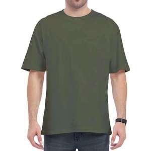 เสื้อยืดผู้ชายทรงหลวม ขายส่ง ผ้าฝ้ายถัก 100% คอกลม แขนสั้น ไหล่ตก ไม่ยับ คุณภาพพรีเมียม - Product Image 1