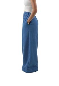 Pantalones Anchos Azules para Hombre, Cintura Elástica, Tejido de Algodón, Casuales, Transpirables, Estilo Primavera, Tela de Peso Medio - Product Image 3