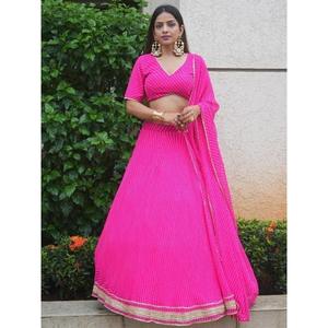 Magnifique Georgette Sangeet rose imprimé Lahariya Wear Lehenga Choli - Product Image 6
