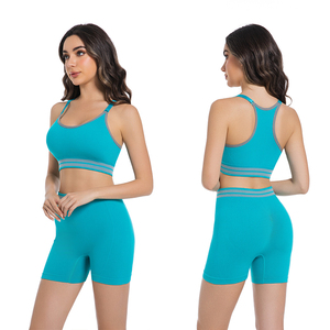 Ensemble de yoga tie-dye sans couture pour femme en Spandex/Nylon, comprenant un haut court dos nageur et un short taille haute, tenue d'entraînement 2 pièces - Product Image 4