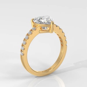 Bague de fiançailles de luxe en or massif 14 carats avec diamant en forme de cœur pour femme, bijou durable pour les occasions de fête - Product Image 2