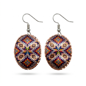 Pendientes Colgantes Florales de Cobre Hechos a Mano, Pintados a Mano, Joyería para Mujer, Estilo Bohemio, Ligeros y Modernos - Product Image 1