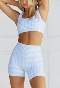 Conjunto Deportivo Elástico con Estampado de Cuadros, Venta al Por Mayor OEM/ODM, Traje de Yoga de 2 Piezas de Alta Calidad en Spandex/Nylon para Correr y Gimnasio - Product Image 3