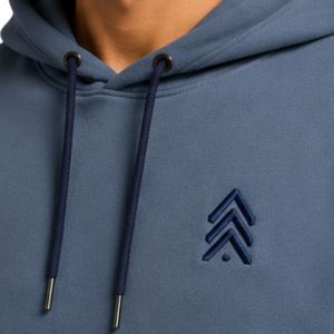 Sweat à capuche personnalisé pour homme, bleu marine, en molleton de coton épais, color block, brodé, style streetwear, fabrication OEM sous marque privée - Product Image 5