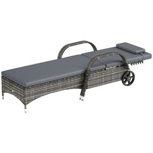 Sedia a Sdraio da Esterno in Rattan Grigio con Schienale per Cortile, Giardino o Bordo Piscina - Product Image 5