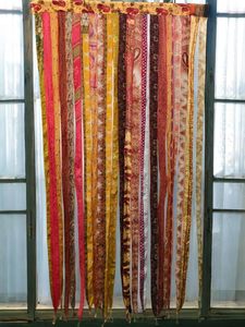 ETHINUMATIC Recycled Silk Sari Ribbon Door <b>Curtain</b> Bohemian Room Divider Rod Pocket Handmade 80x48 Inch Hotel Hospital - Product Image 4