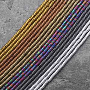 Natural Matte <b>Hematite</b> Small Spacer Beads Silver Gold Bronze Rainbow Champagne Black 15.5 Inch Strand Jewelry Making ZUBEDA GEMS - Product Image 2