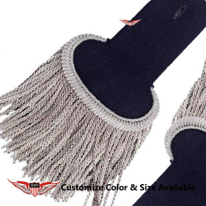 Hombreras de tela negra con flecos plateados, de la mejor calidad, estilo Napoleón francés, hechas a mano, con hilo de latón, personalizables. - Product Image 2