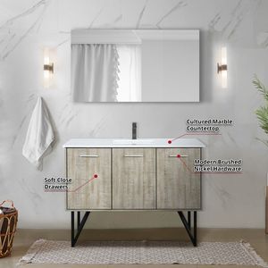 Vanità da bagno rustico In Acacia 48 In. W X 20 In. D rubinetto In metallo con pistola superiore In marmo coltivato 43 pollici. Specchio 48 In. W X 20 In. D - Product Image 6