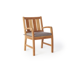 Fauteuil de jardin en teck massif avec coussin, chaise de patio en bois minimaliste, finition naturelle, chaise longue en teck pour villa - Product Image 1