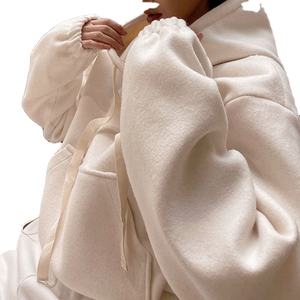 2025 jersey para correr de lana de manga larga para mujer, Top corto personalizado, sudaderas con capucha de gran tamaño en blanco de alta calidad para mujer - Product Image 5