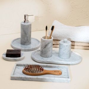 Juego de Baño de Mármol Único, Diseñado como Accesorios Decorativos que Añaden Carácter y un Toque Premium al Baño - Product Image 1