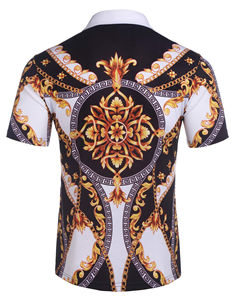 Polo pour homme à imprimé baroque orné, manches courtes, tenue décontractée d'été, légère et respirante - Product Image 2