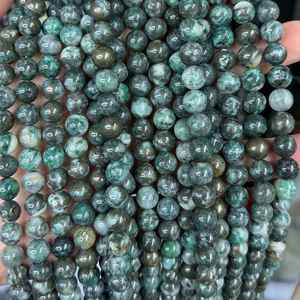 ลูกปัดไพไรต์สีเขียวธรรมชาติทรงกลม ลูกปัดพลอยสำหรับทำเครื่องประดับ DIY งานฝีมือ - Product Image 6