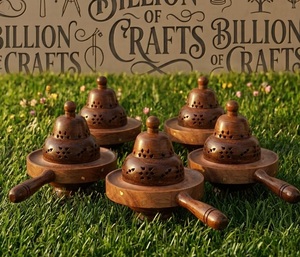Custom Design Round Wooden Madkhan With Handle Luxury <b>Oud</b> Chips Charcoal <b>Diffuser</b> Meditation Censer - Product Image 2