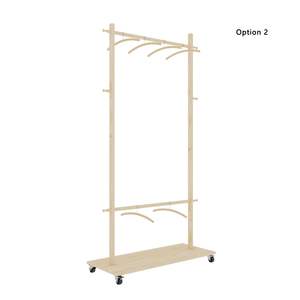 Perchero moderno de madera maciza, 6 perchas de madera, diseño de ahorro de espacio, ruedas de estante ajustables para una fácil movilidad, para la vida del dormitorio - Product Image 5