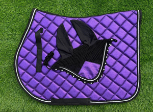 Tapis de selle équestre en maille respirante avec doublure scintillante, taille complète, tapis de selle en maille équestre avec bonnet assorti - Product Image 4