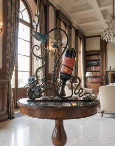 Estante para Vino de Hierro Forjado, Decoración 100% Hecha a Mano con Diseño de Hojas y Flores, Soporte Decorativo para una Sola Botella, Mueble de Lujo Ecológico para el Hogar - Product Image 3