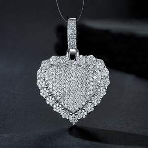 Collier pendentif en forme de cœur en argent sterling 925 plaqué rhodium avec diamant cultivé en laboratoire pour femme, bijoux élégants et luxueux - Product Image 2