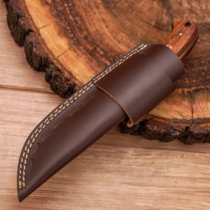 Couteau de chasse et à dépecer à lame fixe en acier Damas forgé à la main, manche en bois, ODM OEM, cadeau d'anniversaire idéal pour le bricolage - Product Image 6