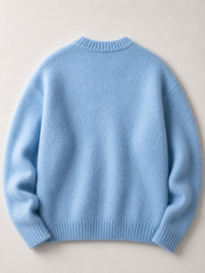 Pull en mélange de mohair bleu clair pour homme, anti-rides, à rayures vintage, à manches régulières, tricoté, standard, pour l'hiver - Product Image 2