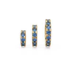 Breloque ronde en or 14 carats avec saphir bleu, Breloque roue de saphir, Support de breloque rond, Connecteur de bande éternité en saphir rond - Product Image 3