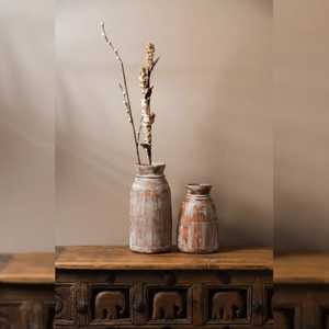 Nordic Modern White <b>Ceramic</b> Vase with Gold Metal <b>Ring</b> and Wood Base Decorative Geometry Bud Vase for Wedding Table Decoration - Product Image 6