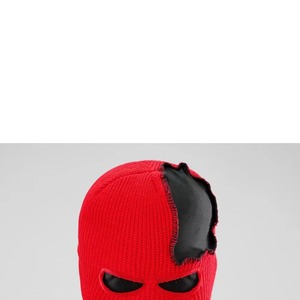Cagoule en tricot rouge avec patch noir, couvre-visage intégral, unisexe adulte, 56-58 cm, style décontracté - Product Image 4