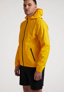 Veste coupe-vent en nylon jaune pour homme, design personnalisé OEM, légère, imperméable, softshell, pour course en plein air, coupe-vent - Product Image 3