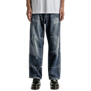 Jean baggy gris et noir pour homme, coupe évasée, déchiré, avec logo personnalisé, haute qualité, prix bas - Product Image 1