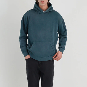 เสื้อฮู้ดผู้ชายสีฟ้าอมเขียว ผ้าฝ้ายฟลีซ ทรงปกติ สวมใส่สบาย มีกระเป๋าจิงโจ้ เหมาะสำหรับใส่ในฤดูใบไม้ร่วง - Product Image 4