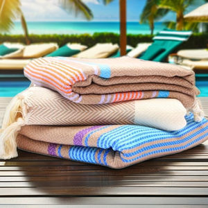 Toalla profesional Fouta de algodón de alta calidad, toalla turca Hammam, tela reciclada súper absorbente de agua, logotipo, precio de fábrica - Product Image 1