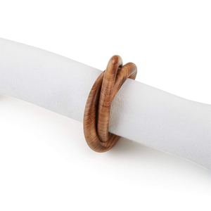 Anneaux de serviette en bois faits à la main, design classique personnalisé, écologiques, de haute qualité, couleur bois naturel, pour la décoration de table de fête - Product Image 4