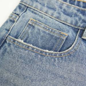 Jean en denim délavé et déchiré pour homme, taille haute, coupe ample, jambe large, couleur unie, en coton, avec détails troués - Product Image 5