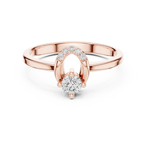 Anillo minimalista con diamante redondo cultivado en laboratorio, en forma de herradura, en oro amarillo de 18 quilates, para fiestas, compromisos, bodas y uso diario para mujeres. - Product Image 6