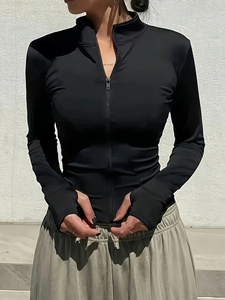 Womens Power Stretch Yoga <b>Jacket</b> Athletic Running Fitness <b>Workout</b> <b>Jacket</b> Custom Logo OEM ODM Private Label Factory Wholesale - Product Image 4