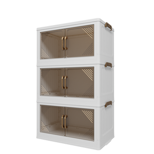 21.6 Inch Wide 172 QT Clear Door <b>Foldable</b> Storage <b>Box</b> 3-Tier Large Capacity Clothes Organizer Easy Access Moving Essential - Product Image 5