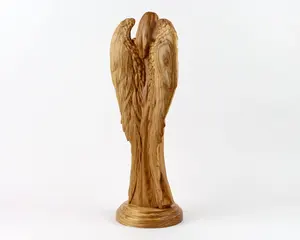 Sculpture d'ange en bois, décoration religieuse pour la maison, figurine d'ange gardien, décoration chrétienne pour la maison, sculpture d'ange en bois de Noël - Product Image 4