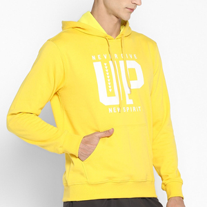 Sudadera con Capucha para Hombre, Color Amarillo Sólido, Informal, Manga Larga, Ropa Deportiva - Product Image 1