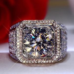 Bague de luxe Hip Hop en moissanite pour homme, en argent sterling S925, sertie de diamants, style cluster, pour mariage, fiançailles, bijou statement - Product Image 1