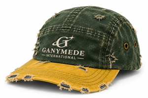 Casquette de camping vintage délavée et vieillie à 5 panneaux, logo brodé personnalisé, bicolore vert-jaune, style streetwear, OEM - Product Image 4