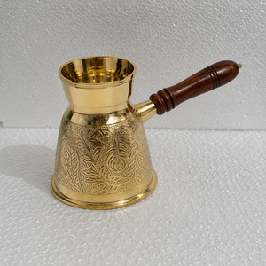 Cafetera Turca Artesanal de Latón Cezve Ibrik con Mango de Madera, Cafetera Árabe Griega para Espresso, Calentador de Leche, Regalo, Utensilios de Cocina - Product Image 2